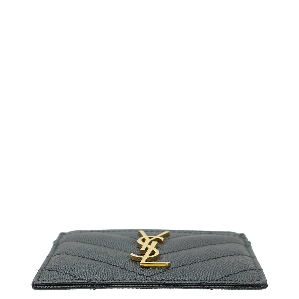 YSL Black Chevron Monogram Cassandre Card Case