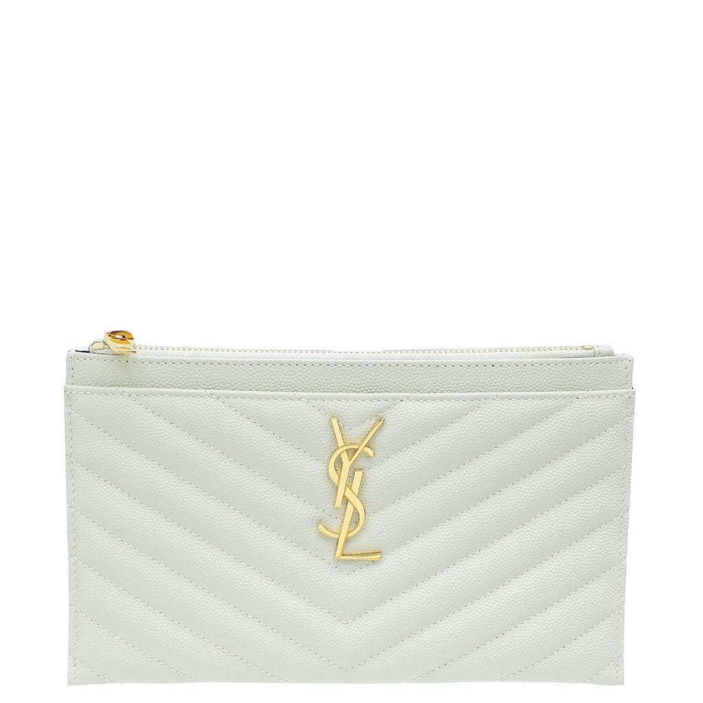 YSL Vintage Blanc Monogram Bill Pouch