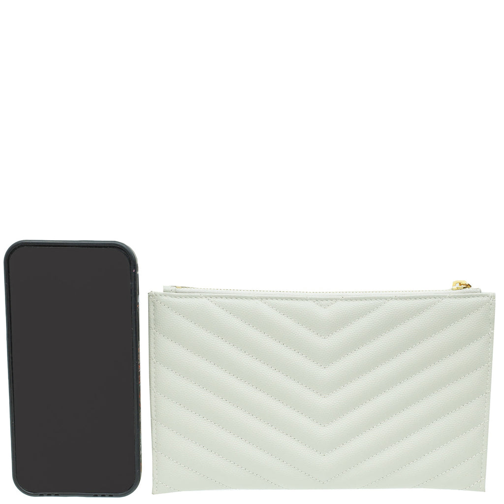 YSL Vintage Blanc Monogram Bill Pouch