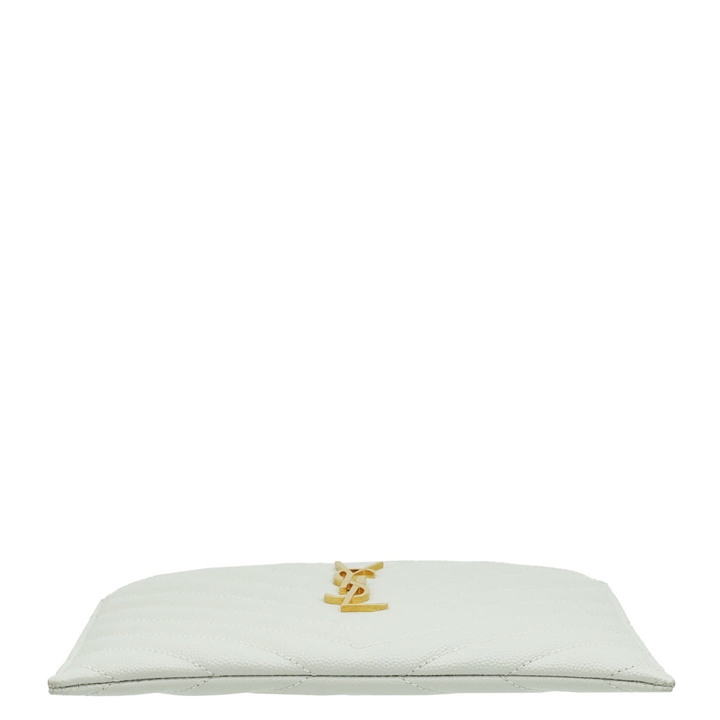 YSL Vintage Blanc Monogram Bill Pouch