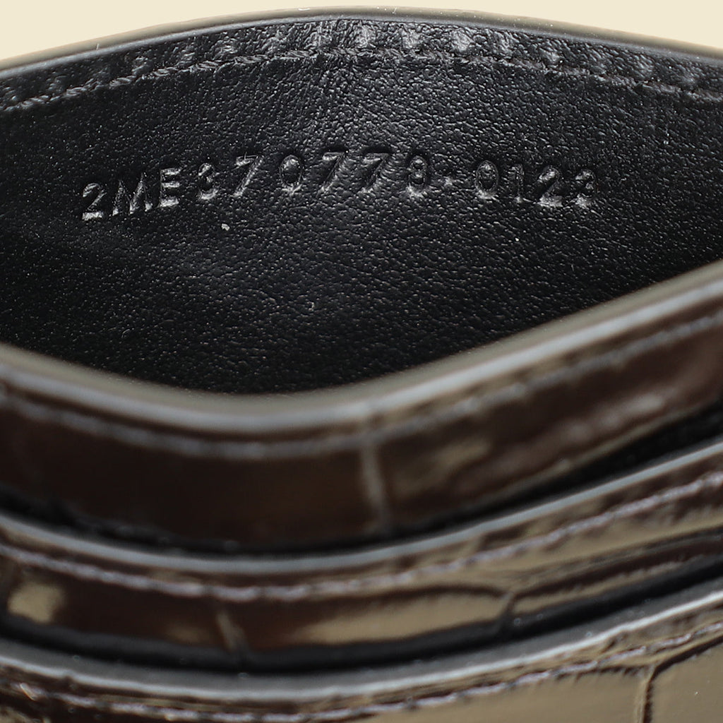 YSL Black Croco Embossed Cassandre Card Case