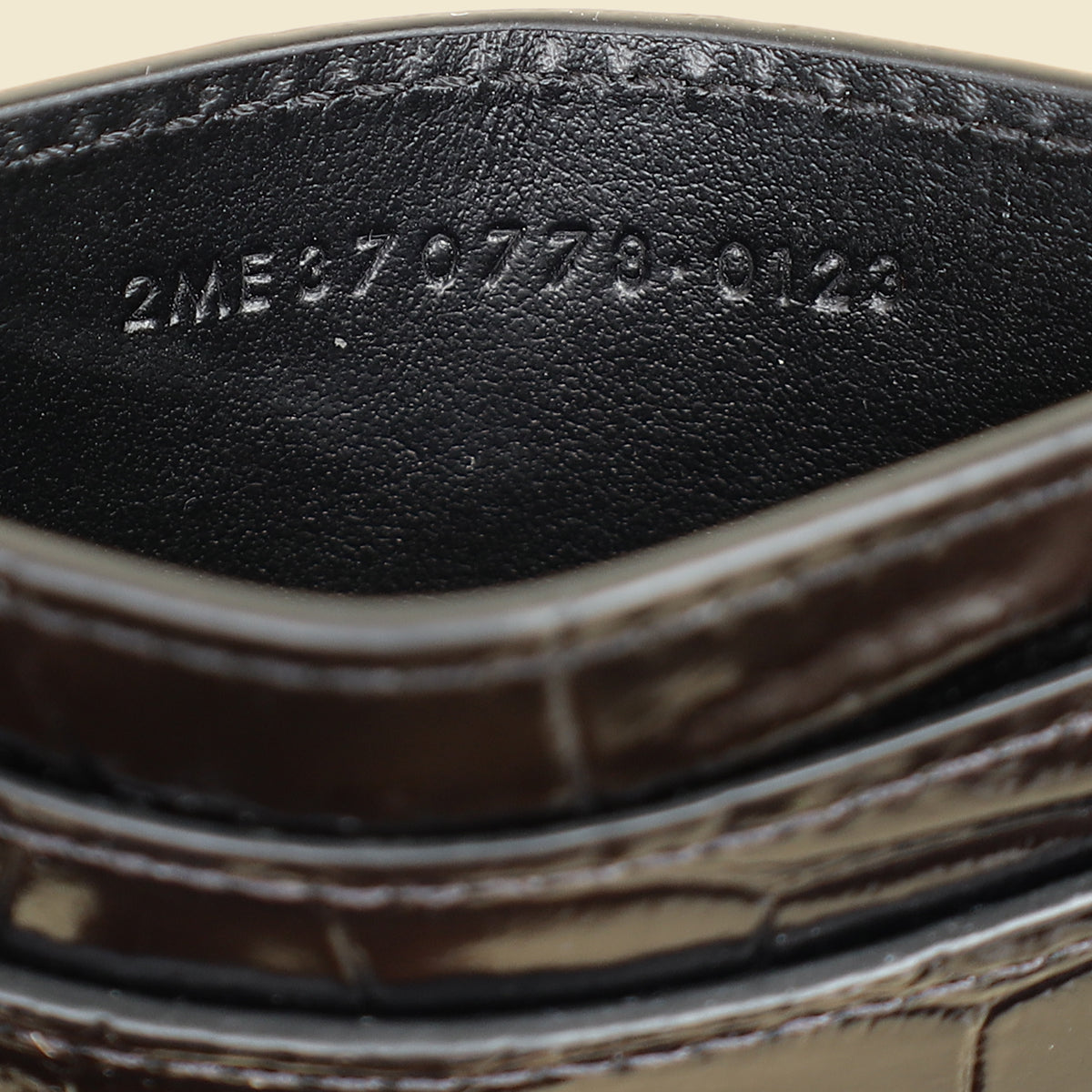 YSL Black Croco Embossed Cassandre Card Case