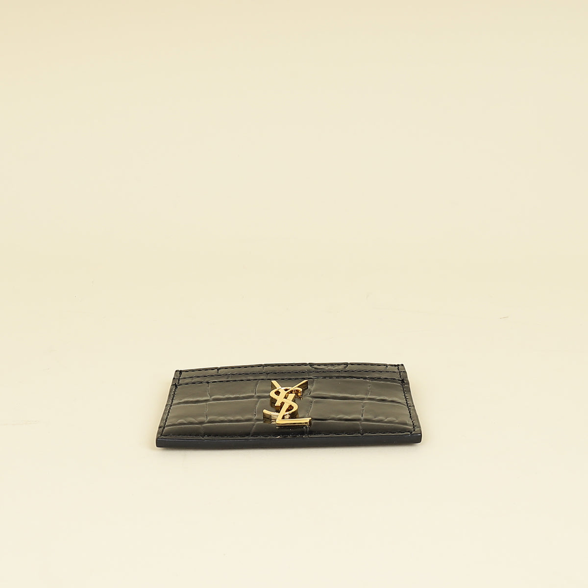 YSL Black Croco Embossed Cassandre Card Case
