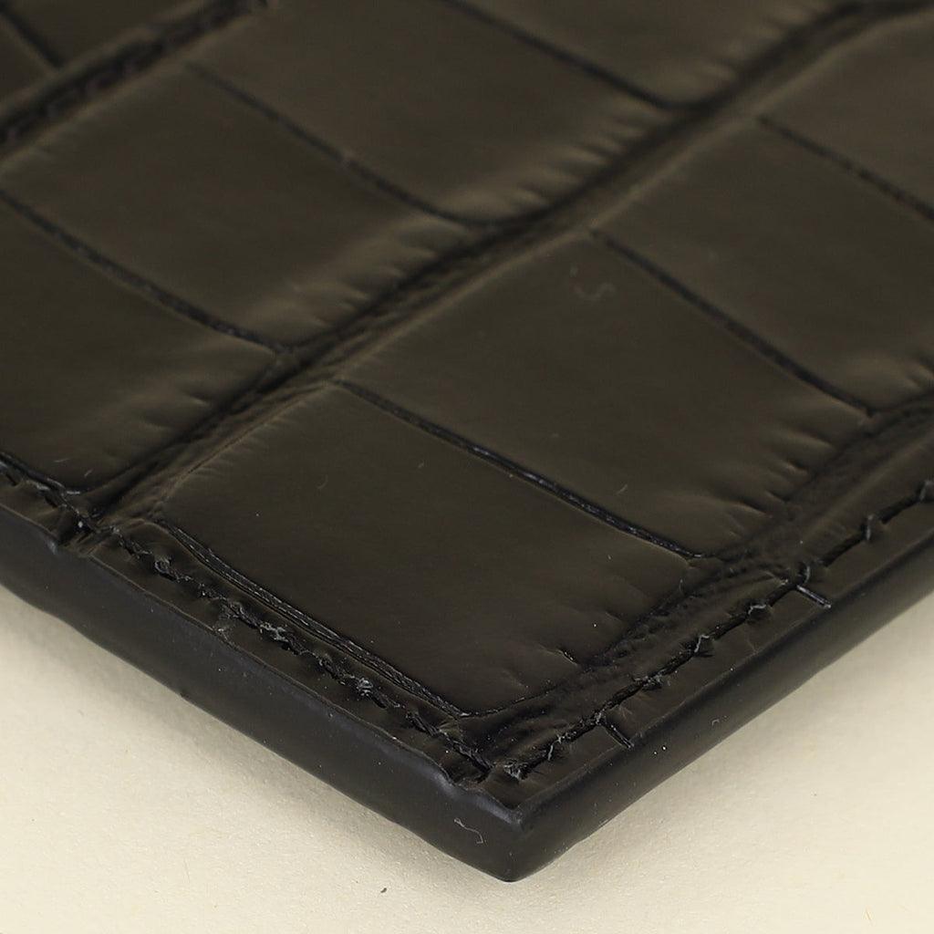 YSL Black Croco Embossed Cassandre Card Case