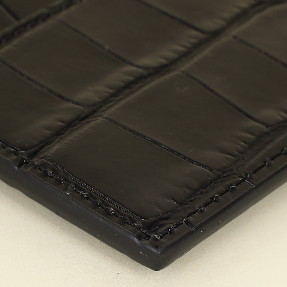 YSL Black Croco Embossed Cassandre Card Case