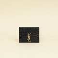 YSL Black Croco Embossed Cassandre Card Case