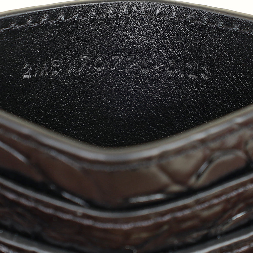 YSL Black Croco Embossed Cassandre Card Case