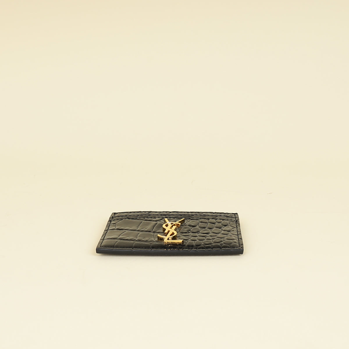YSL Black Croco Embossed Cassandre Card Case