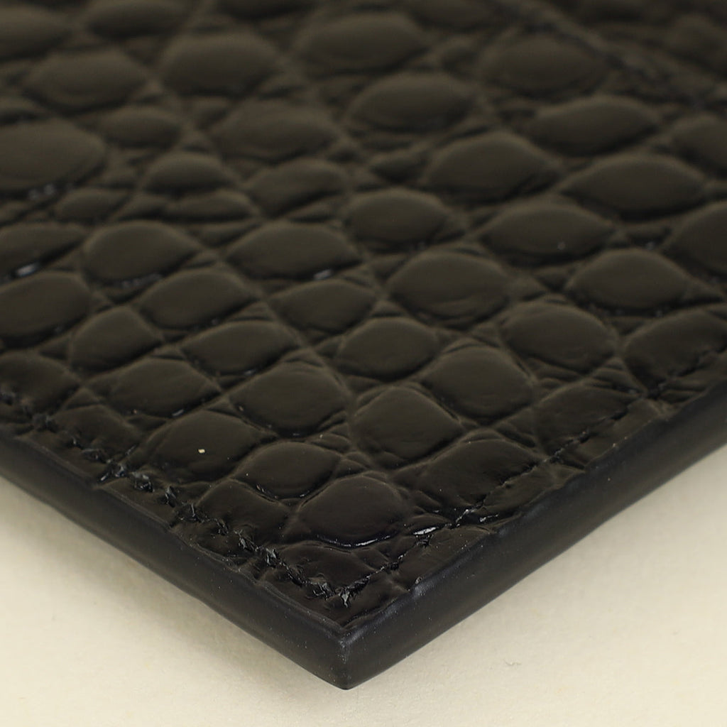 YSL Black Croco Embossed Cassandre Card Case