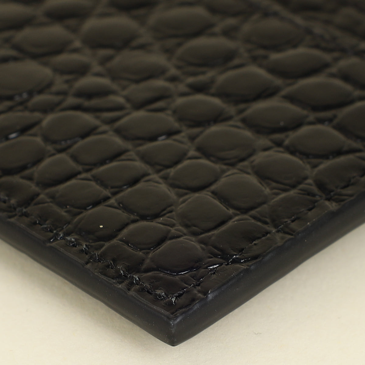 YSL Black Croco Embossed Cassandre Card Case