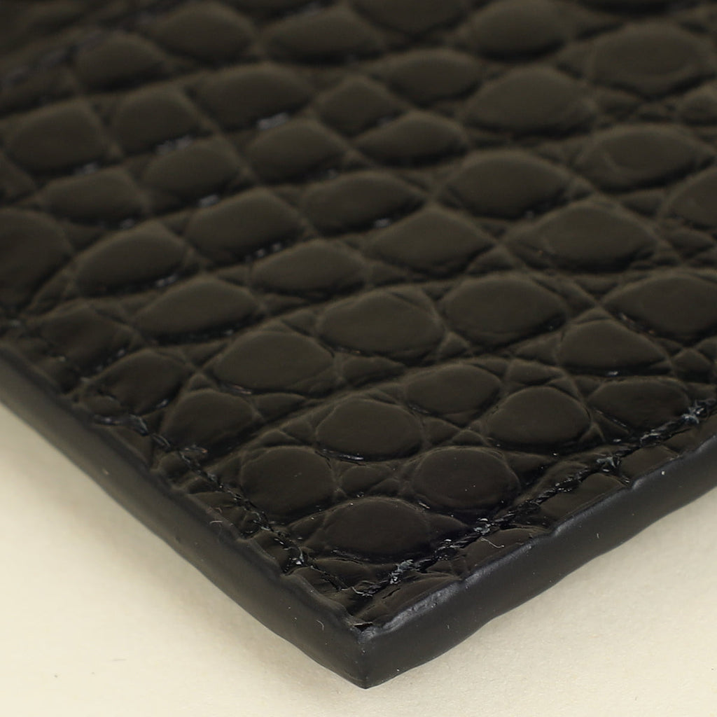 YSL Black Croco Embossed Cassandre Card Case
