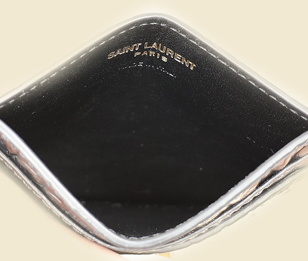 YSL Black Croco Embossed Cassandre Card Case