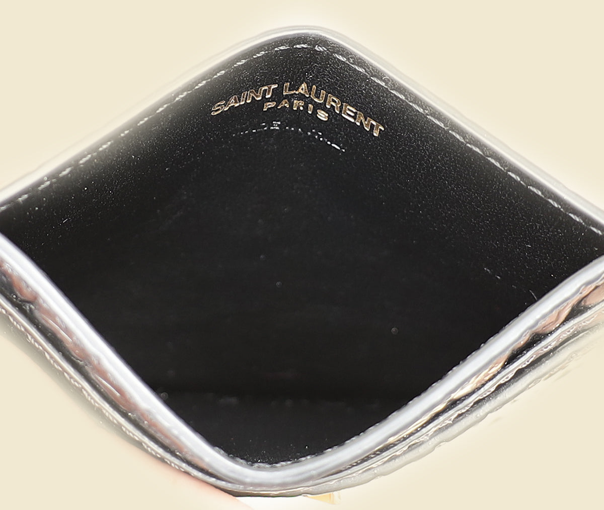 YSL Black Croco Embossed Cassandre Card Case
