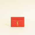 YSL Coral Red Cassandre Matelasse Card Case