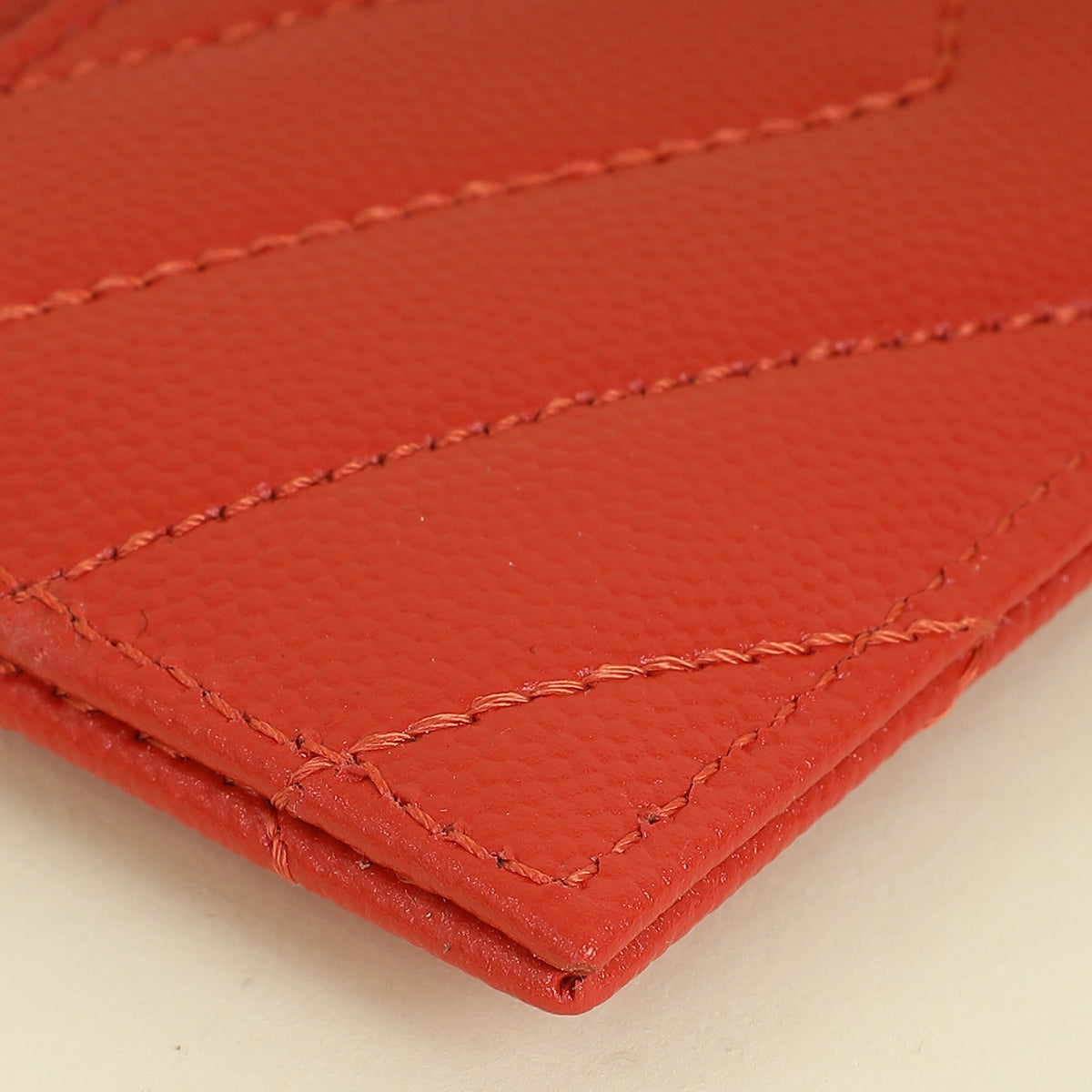 YSL Coral Red Cassandre Matelasse Card Case
