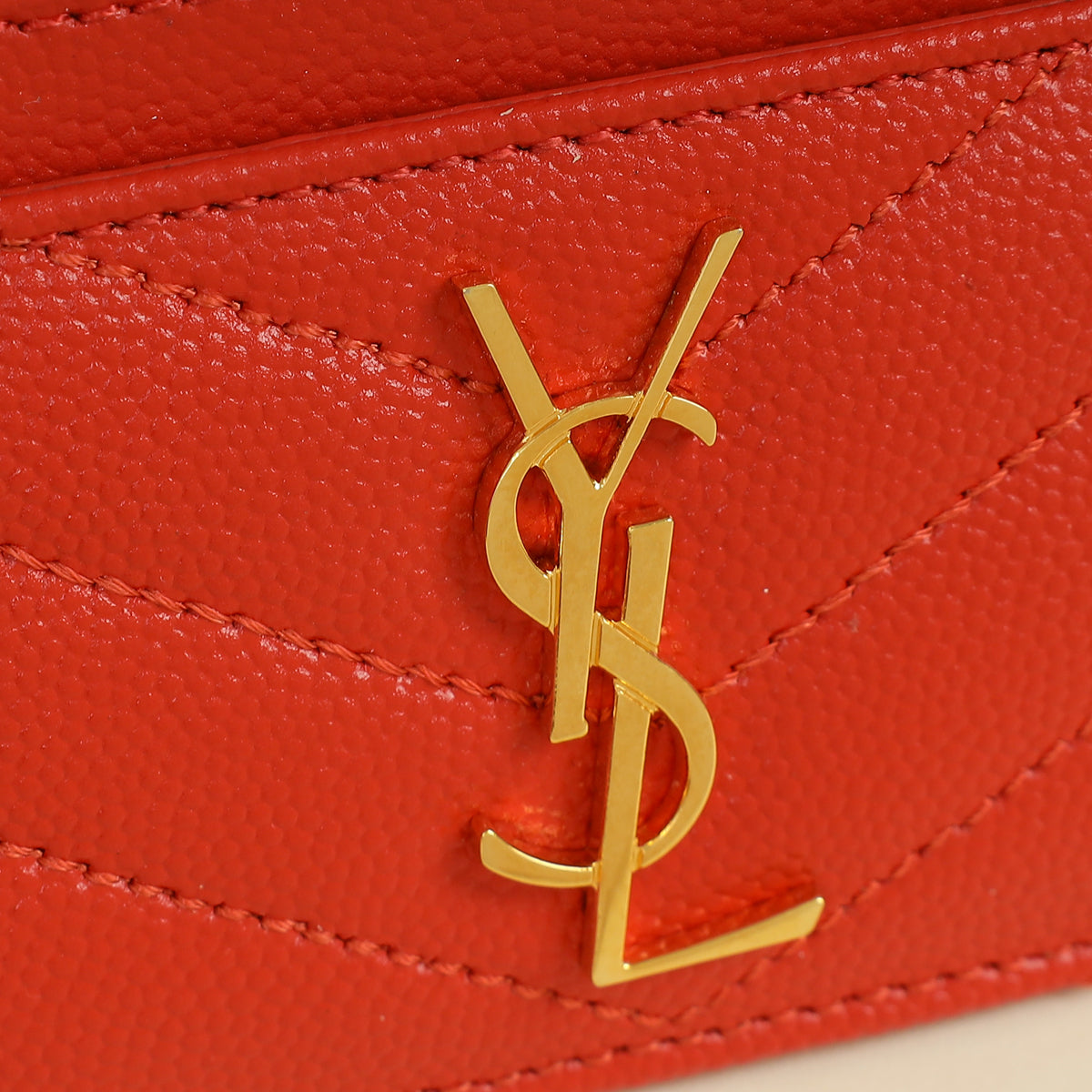 YSL Coral Red Cassandre Matelasse Card Case