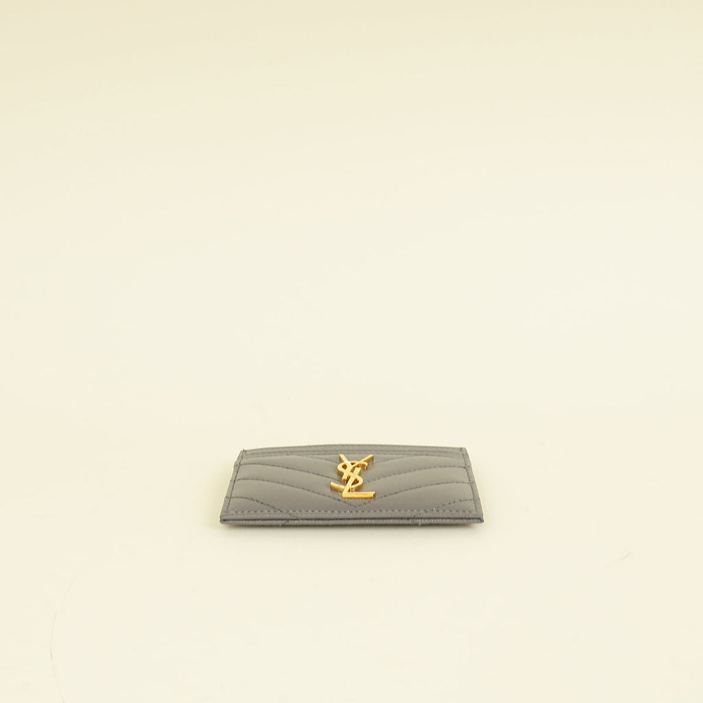 YSL Grey Cassandre Matelasse Card Case