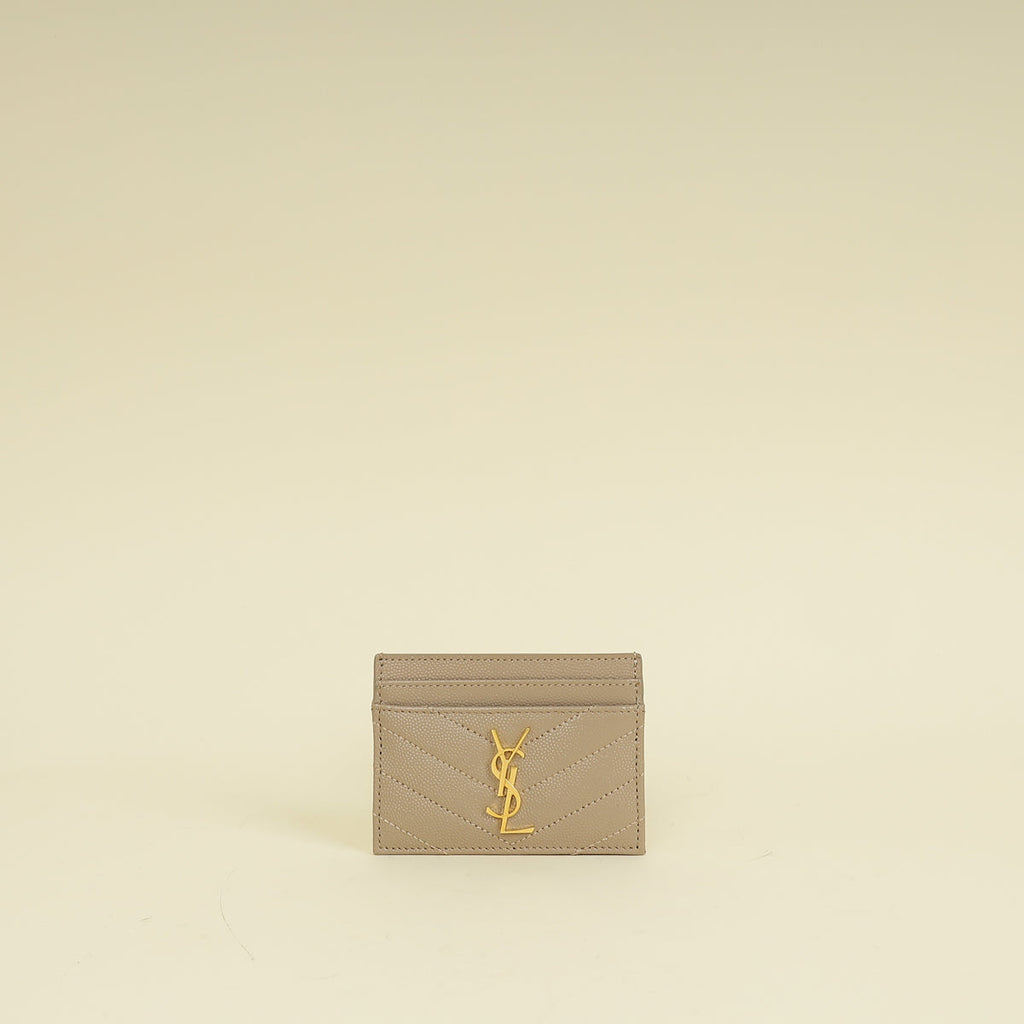 YSL Beige Cassandre Matelasse Card Case