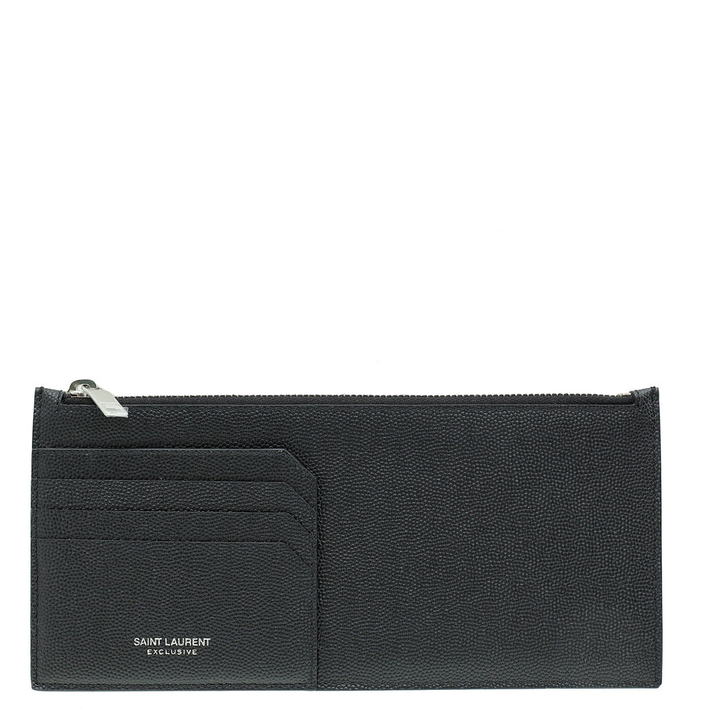 YSL Black Zip Pouch Card Holder