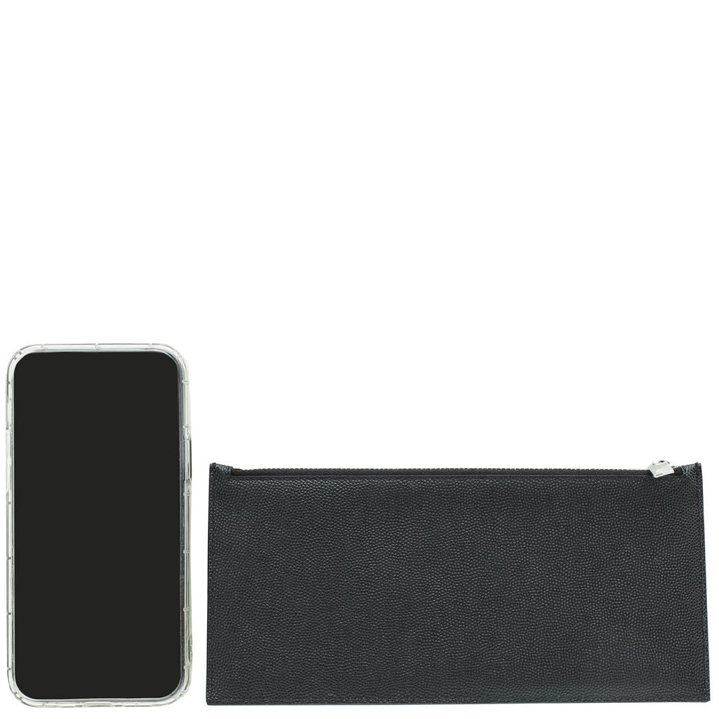 YSL Black Zip Pouch Card Holder