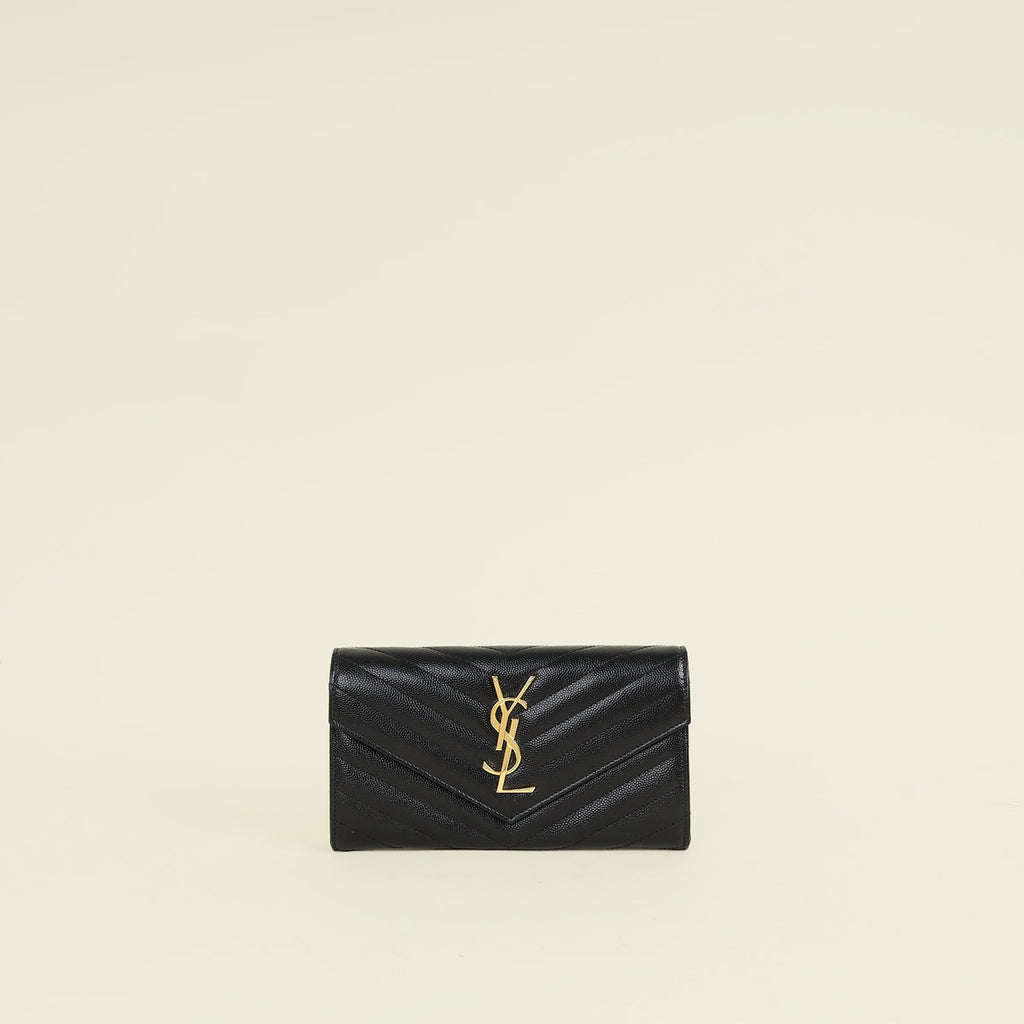 YSL Black Cassandre Large Flap Wallet