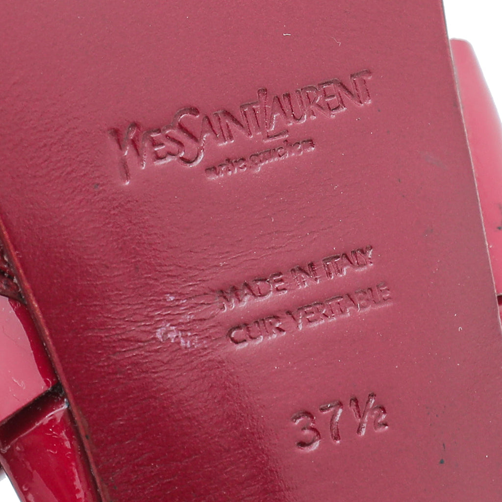 YSL Dark Red Tribute High Heel Sandals 37.5