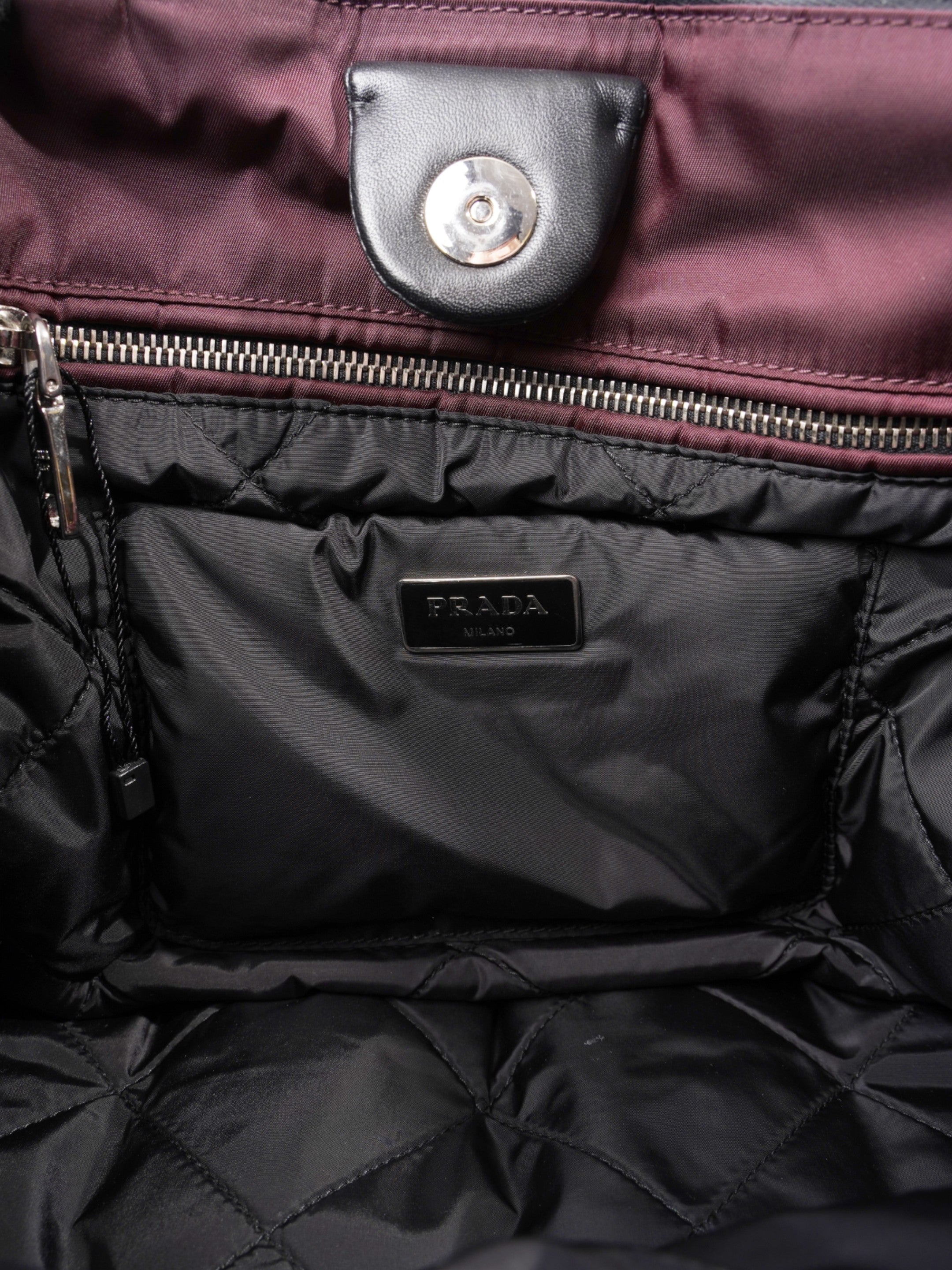 Prada Puffer Tote Burgundy Re Nylon