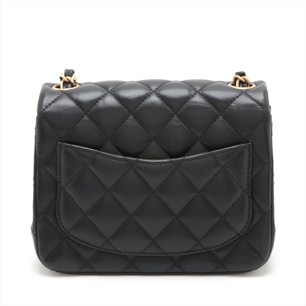 Chanel Mini Square Flap Lambskin Black Crossbody Bag - 27 series