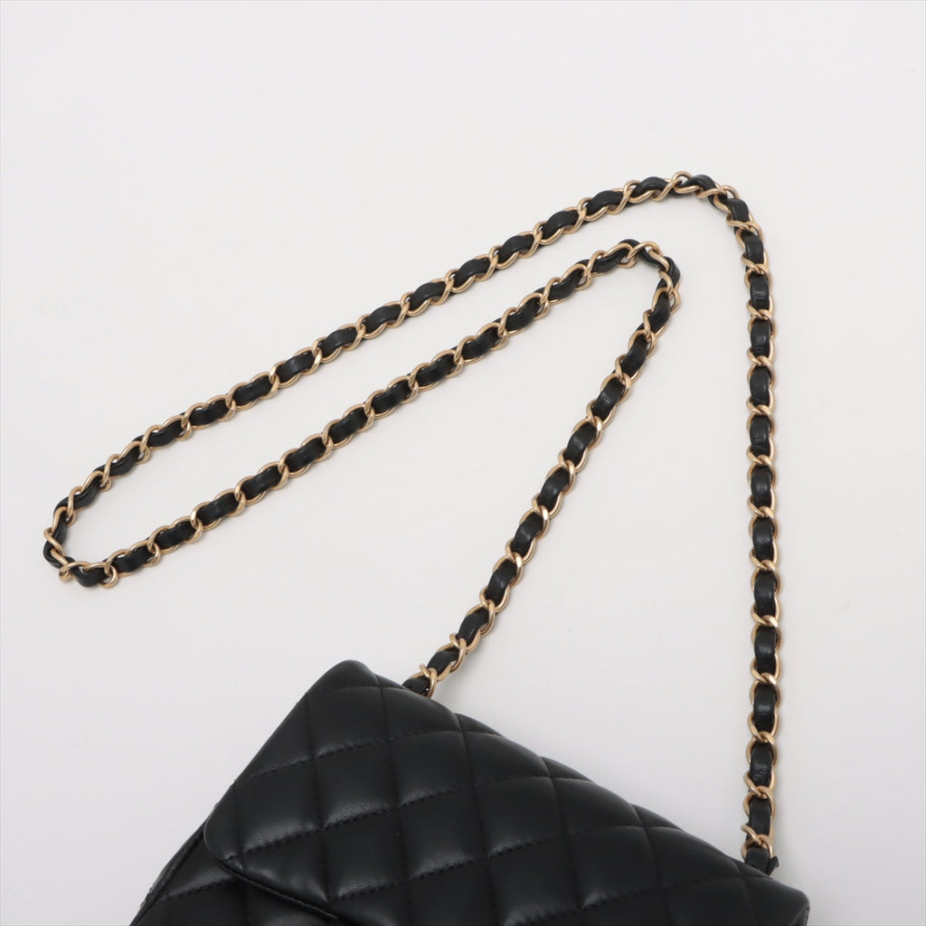 Chanel Mini Square Flap Lambskin Black Crossbody Bag - 27 series