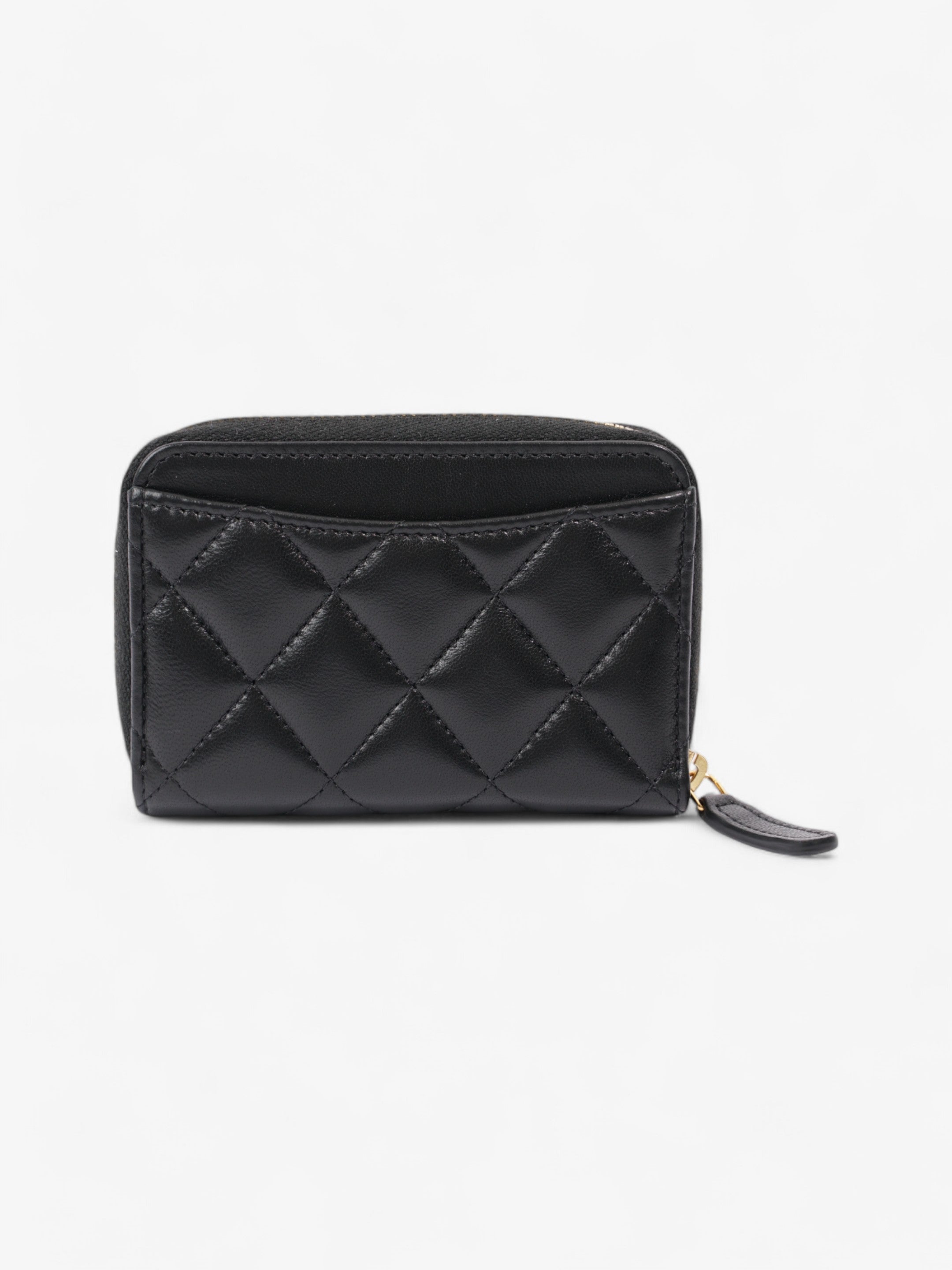 Chanel Zipped Coin Purse Black Lambskin Leather
