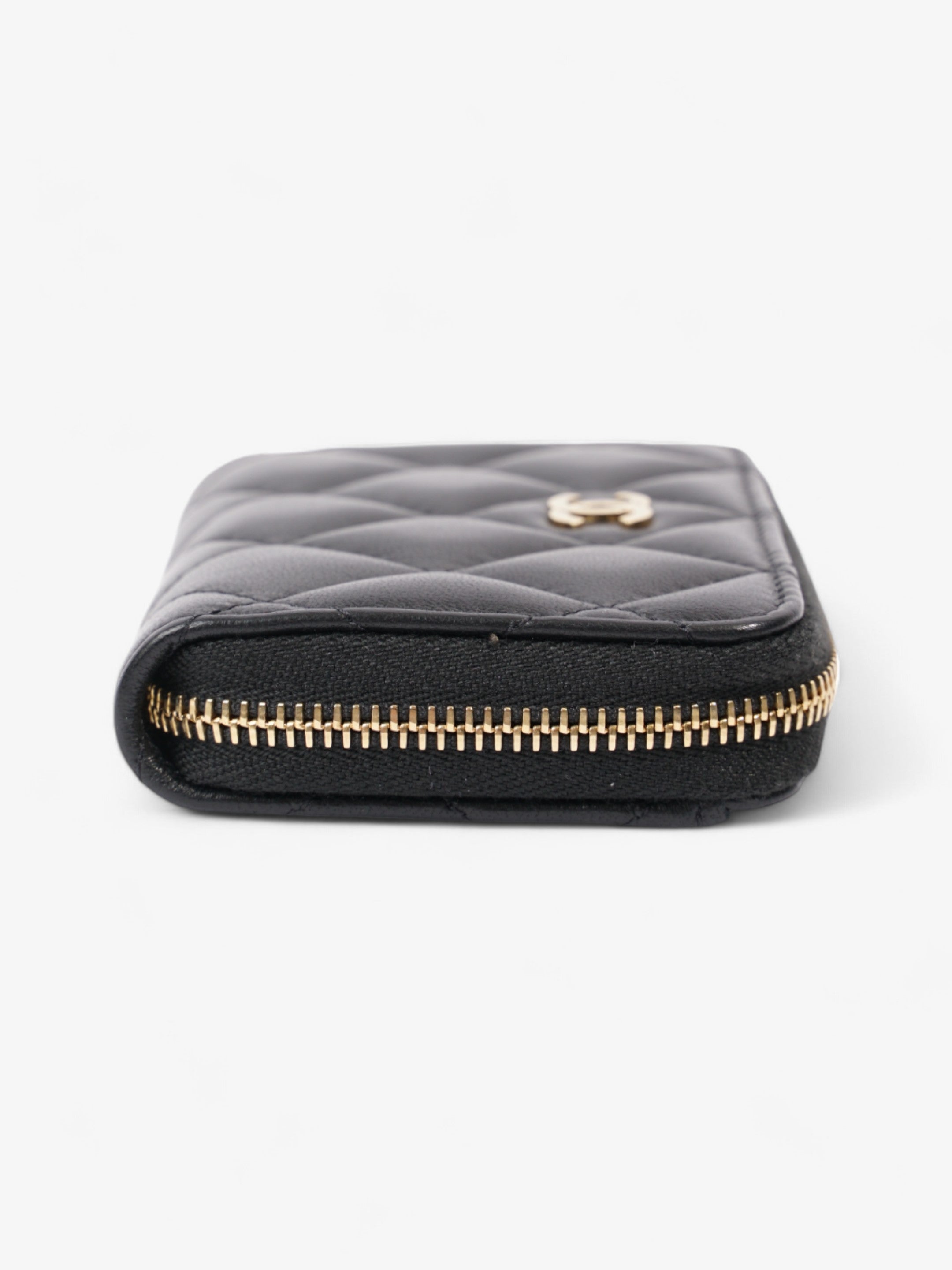 Chanel Zipped Coin Purse Black Lambskin Leather