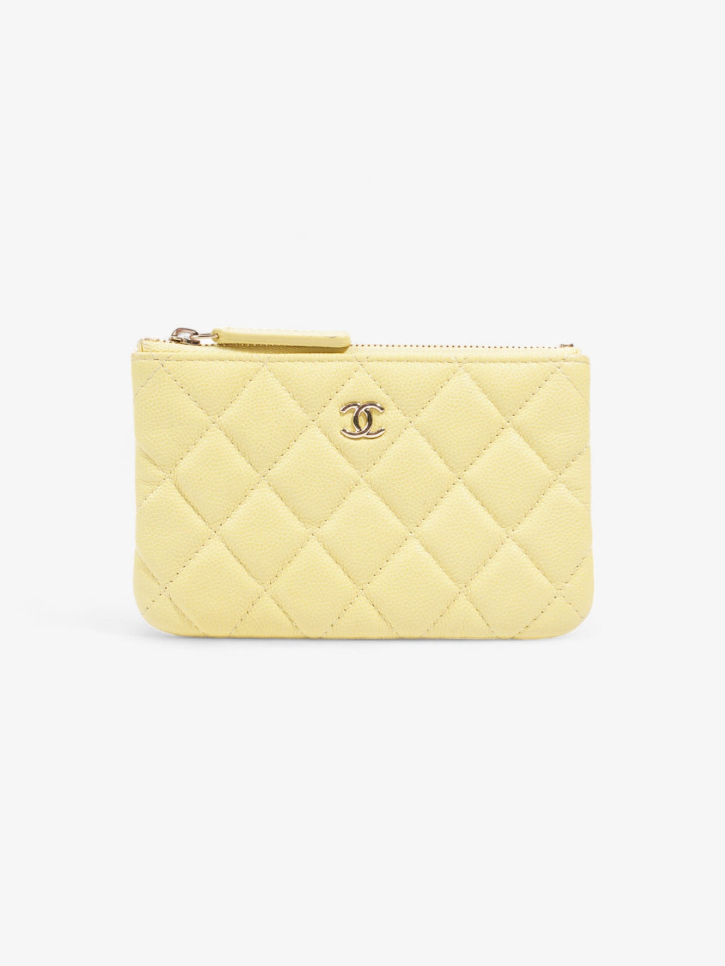 Chanel Quilted Pouch Yellow Caviar Leather