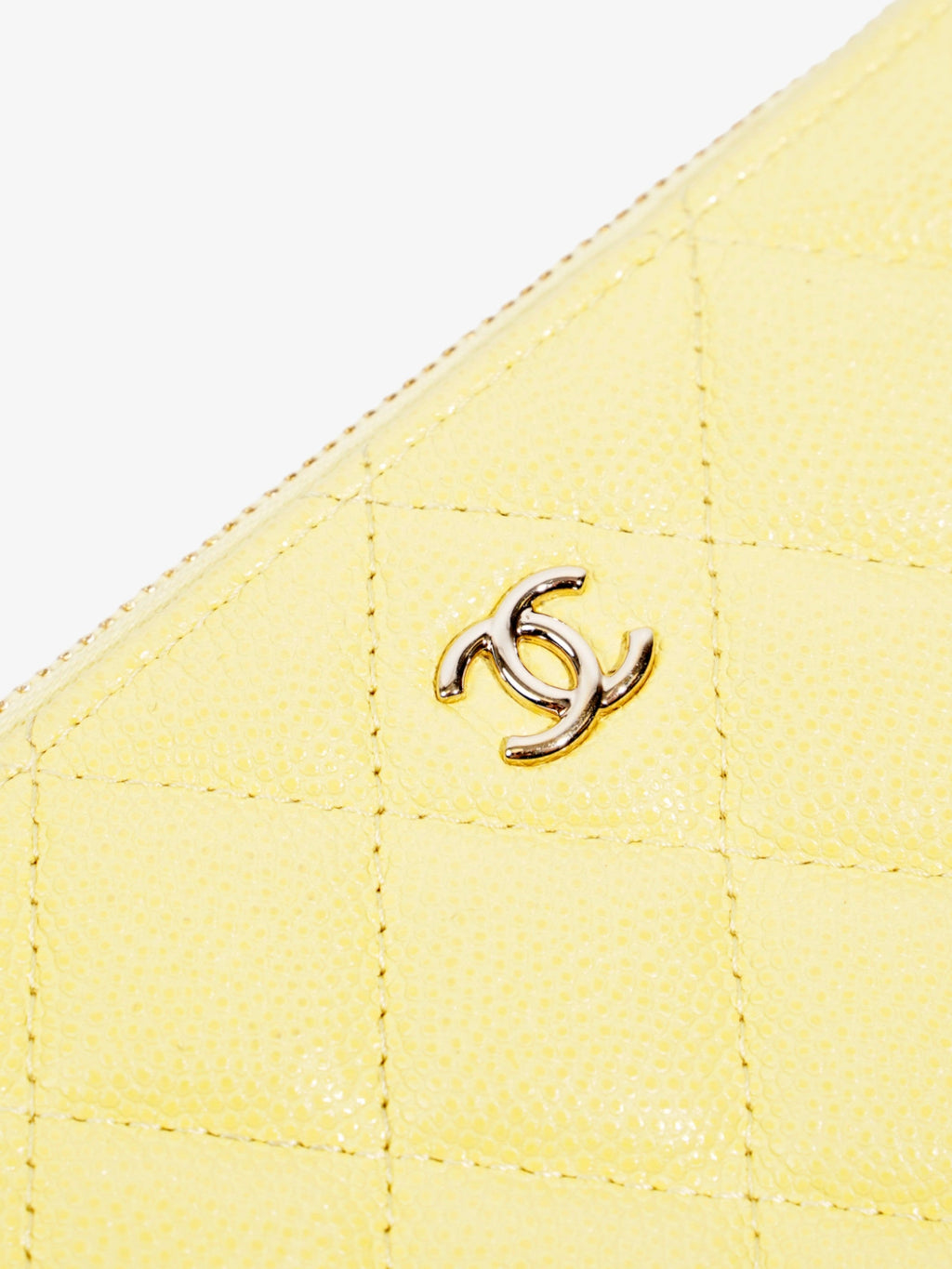 Chanel Quilted Pouch Yellow Caviar Leather