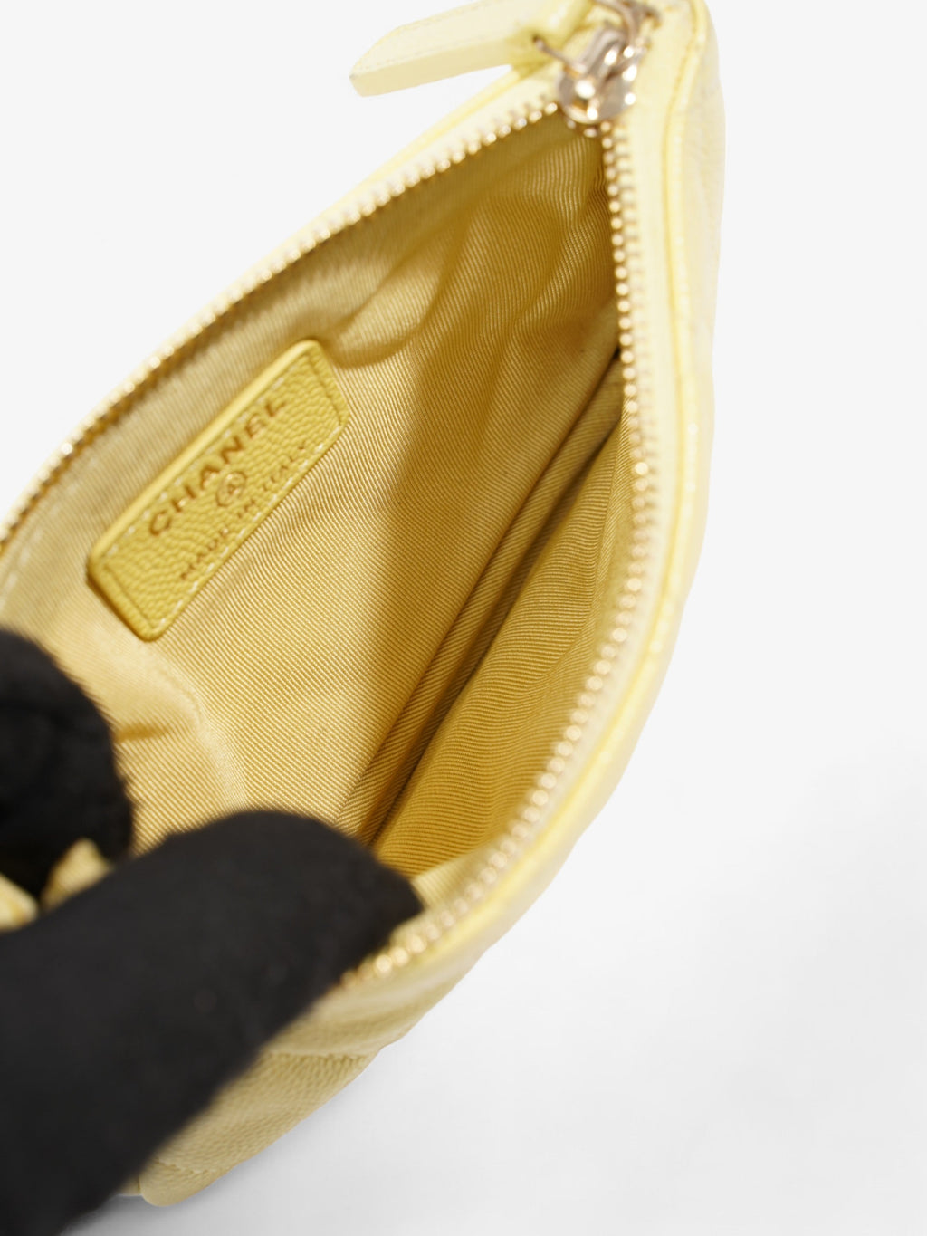 Chanel Quilted Pouch Yellow Caviar Leather