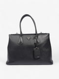 Prada Turnlock Twin Tote Black Saffiano Leather