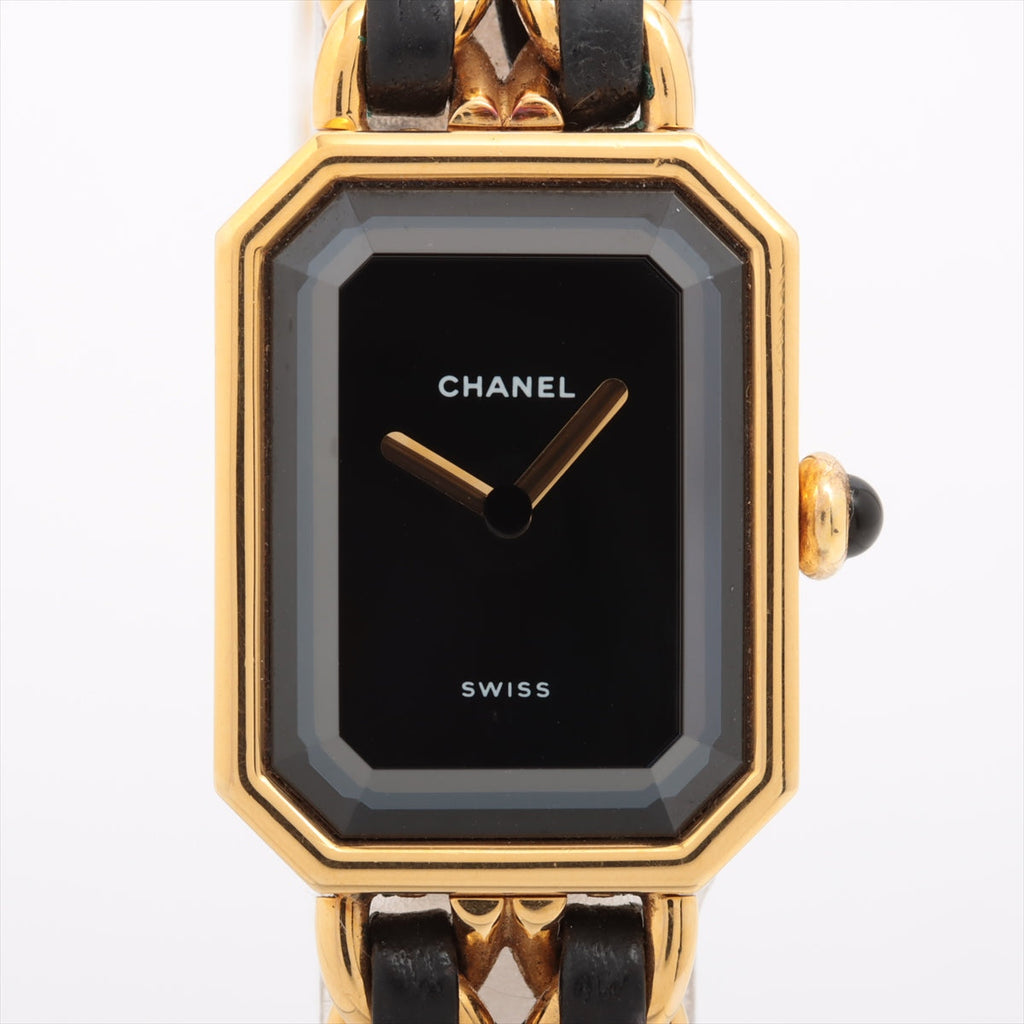 Chanel Première M Vintage Black Face Gold Watch