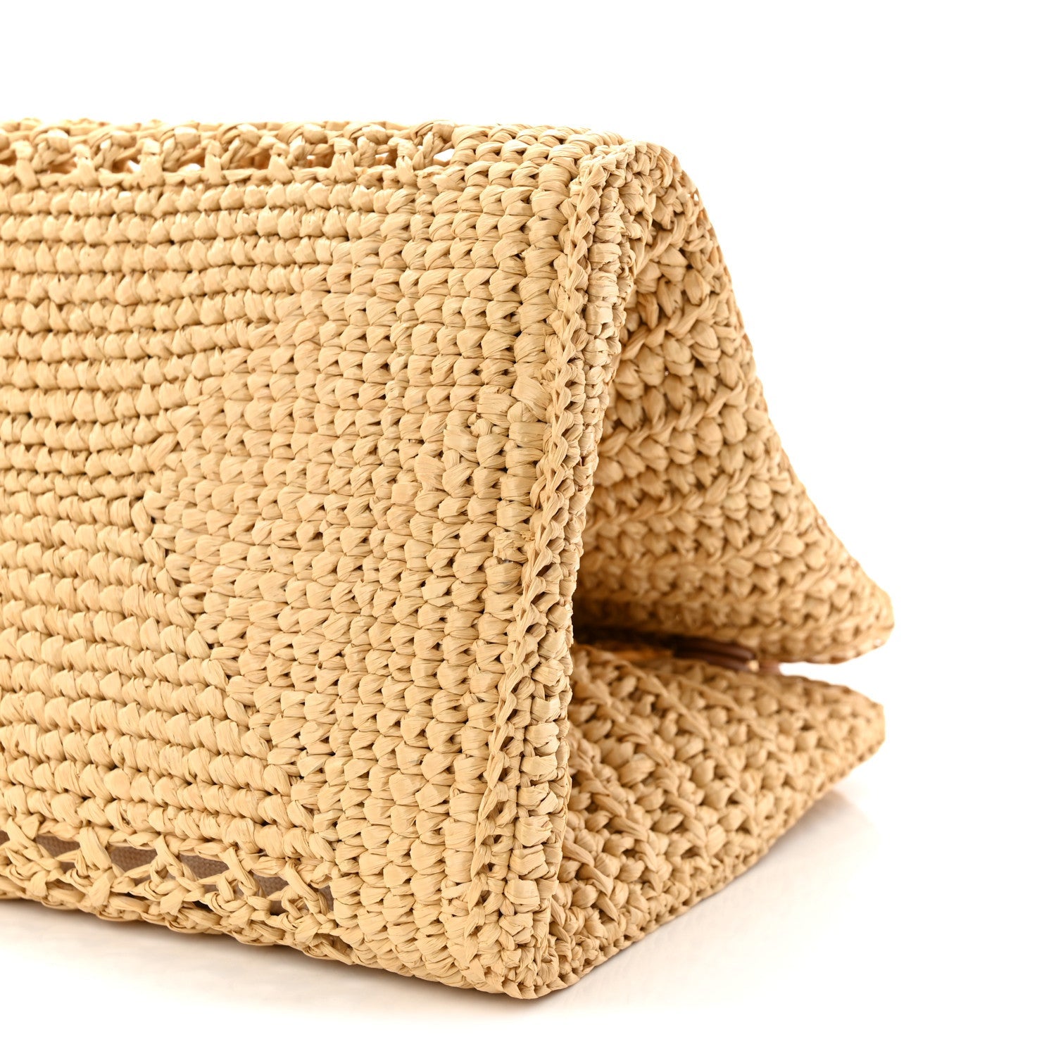Raffia Crochet Woven Tote Bag Beige