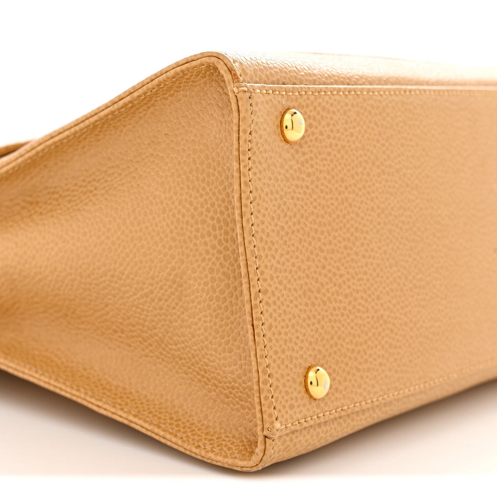 Caviar Flap Shoulder Bag Beige