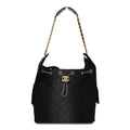 Washed Denim Quilted Medium Chanel 25 Handbag Black