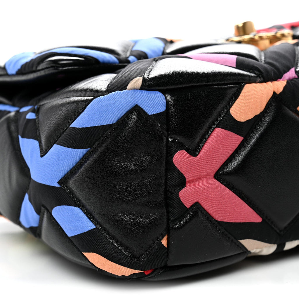 Lambskin Printed Fabric Medium Chanel 19 Flap Black Multicolor
