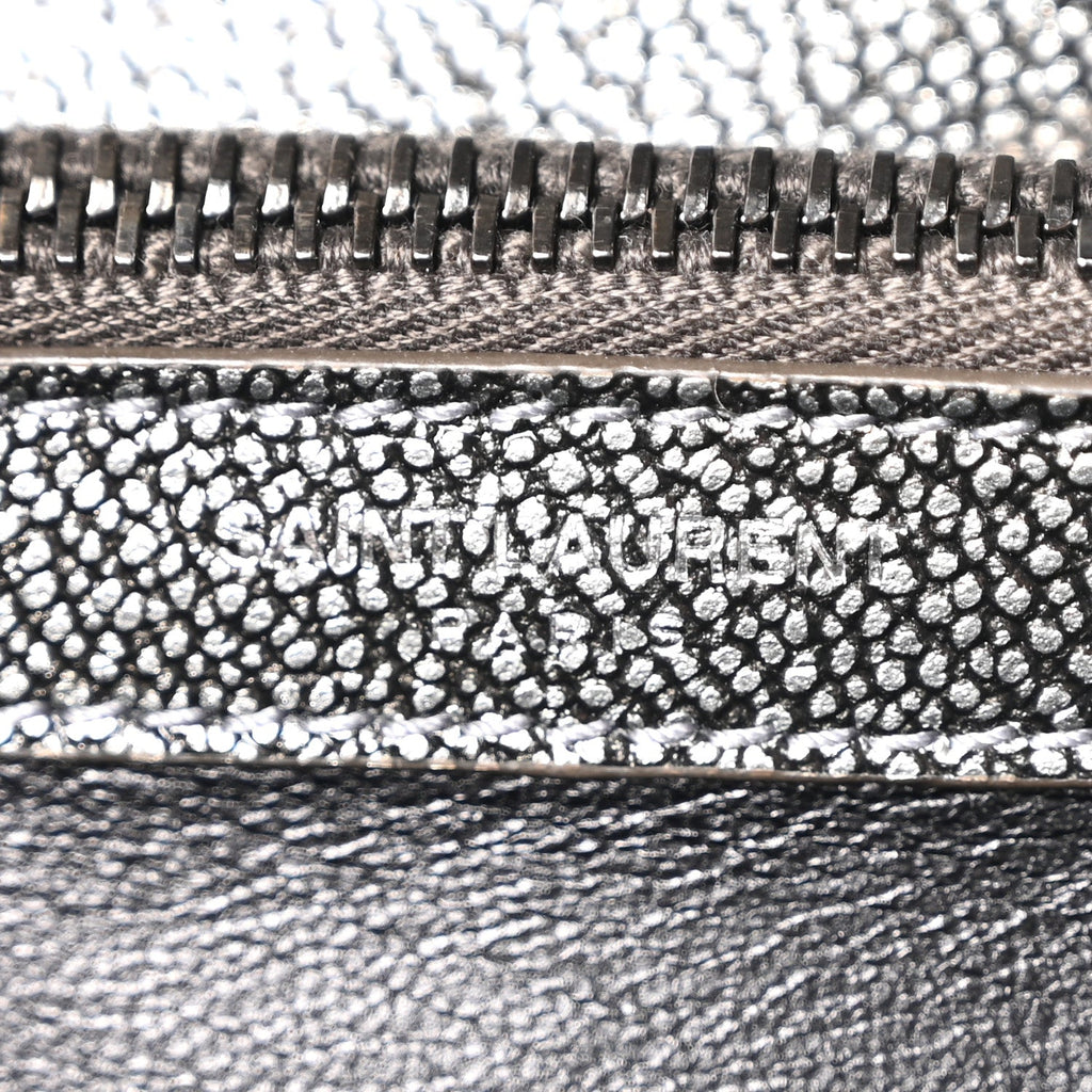 Metallic Grain De Poudre Matelasse Chevron Monogram Medium College Bag Gunmetal