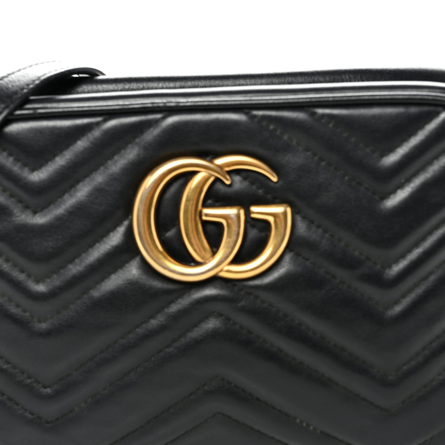 Calfskin Matelasse Small GG Marmont Chain Shoulder Bag Black