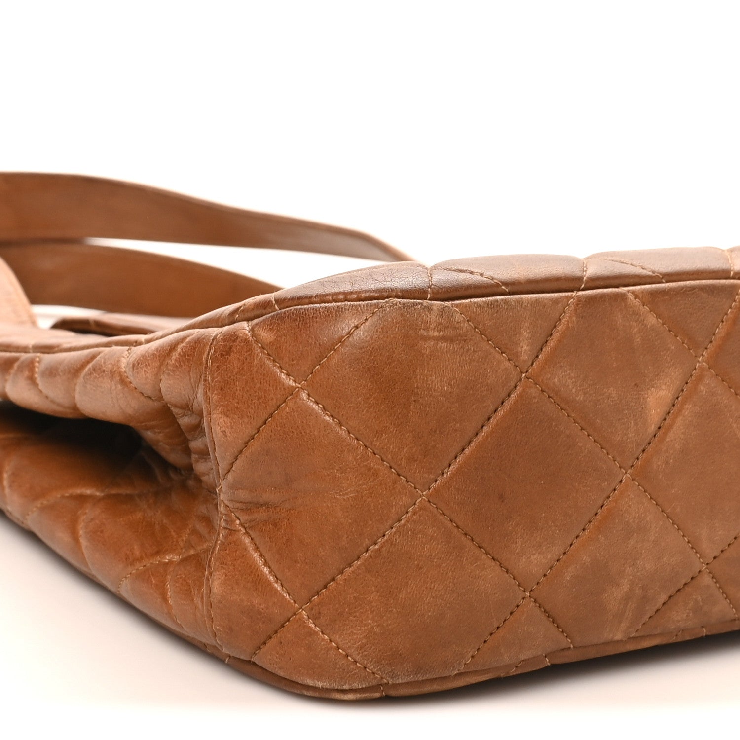 Lambskin Quilted Shoulder Bag Brown
