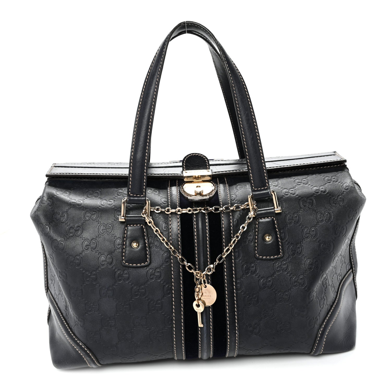 Guccissima Large Treasure Boston Navy