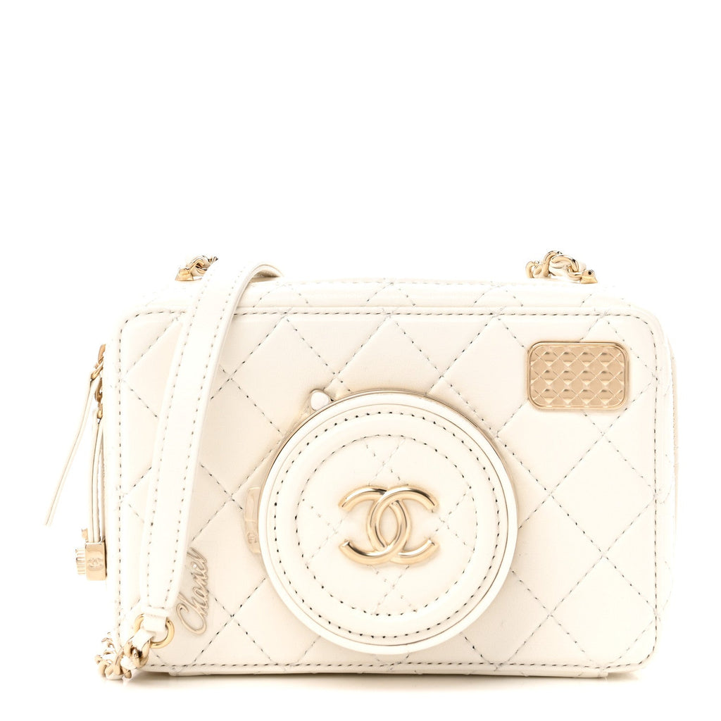 Lambskin Quilted Coco Click Bag White