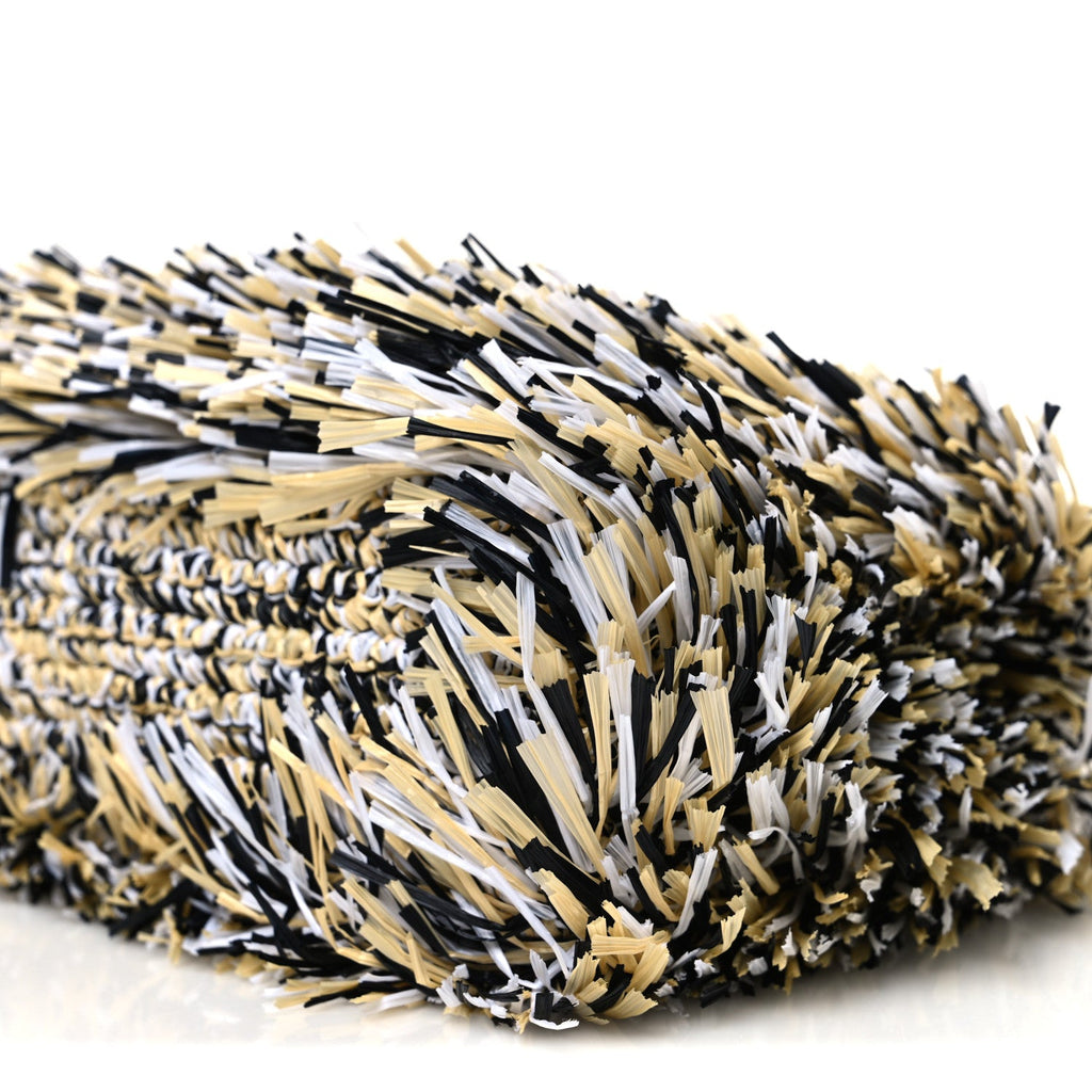 Raffia Fringe Nano Kelly Shopper Yellow Black White