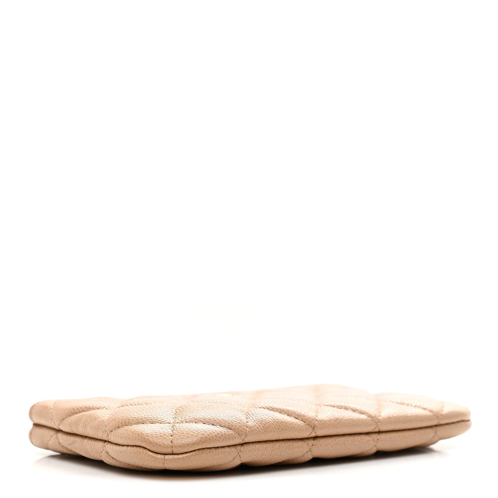 Caviar Quilted Small Cosmetic Case Beige
