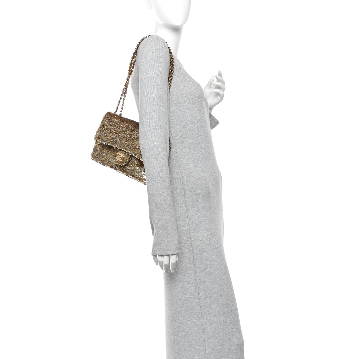 Sequin Medium Single Flap Gold