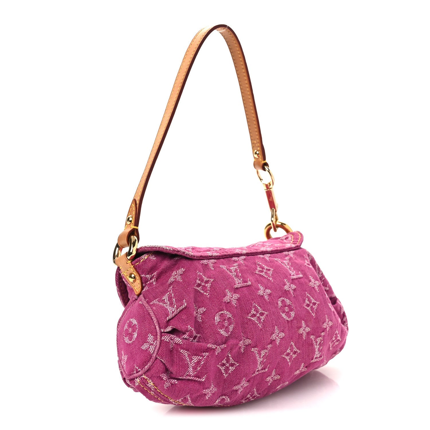 Monogram Denim Mini Pleaty Fuchsia