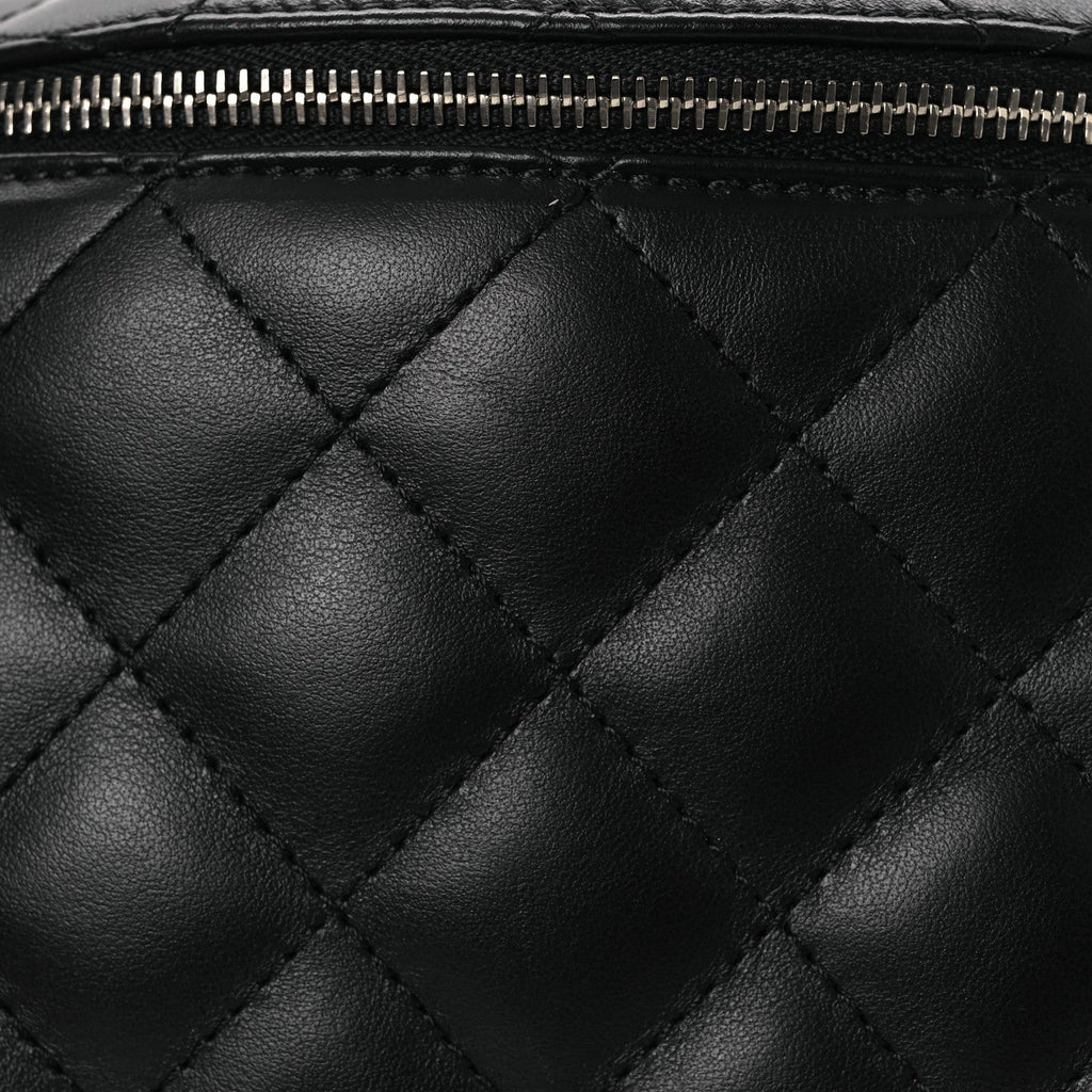 Calfskin Quilted Waist Belt Bag Black